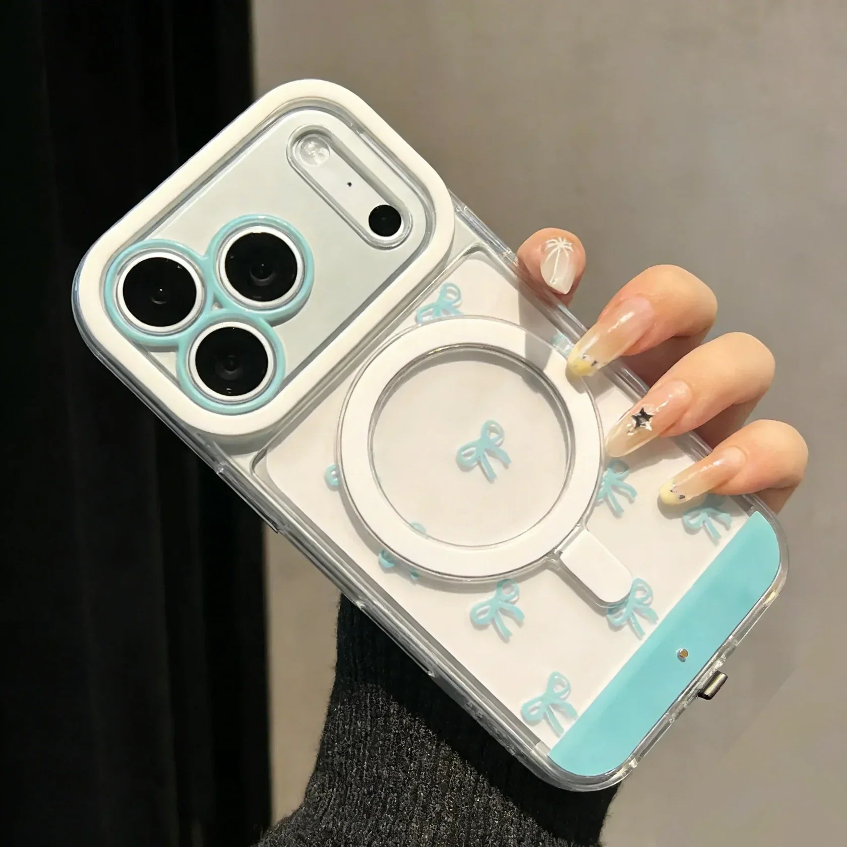 Change Color Luminous Call Light up Flash Bowknot Phone Case for Iphone 16 15 13 12 11 14 17 Pro Max plus Air Shockproof Cover